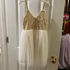 Gold Sequin Tulle Dress